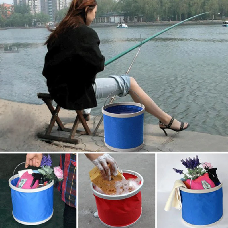 

9L Waterproof Water Bags Fishing Folding Bucket Portable Bucket Water Container Storage Carrier Bag