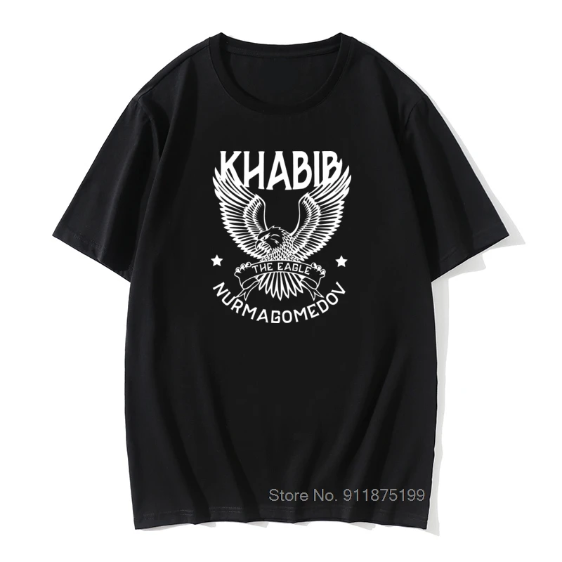 

Men Khabib Nurmagomedov The Eagle Merch T-Shirt Send Me Location Crazy Crew Neck Male Tshirt Cotton Basic Tees Oversize T Shirts