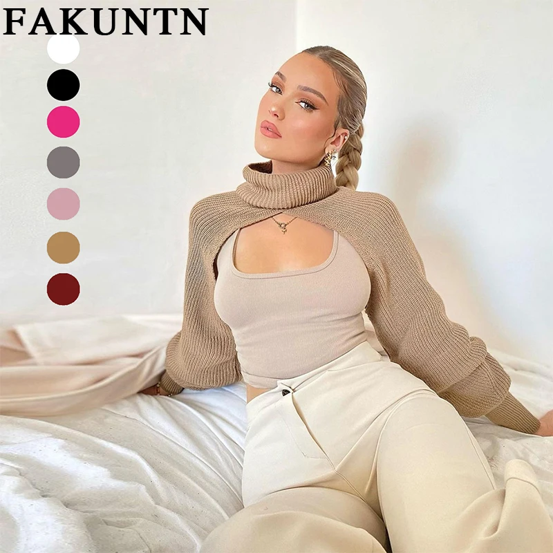 

Женские свитера FAKUNTN, пуловер, вязаный Топ, сезон осень-зима 2021, Модный женский джемпер с длинным рукавом, вязаный свитер, женская одежда
