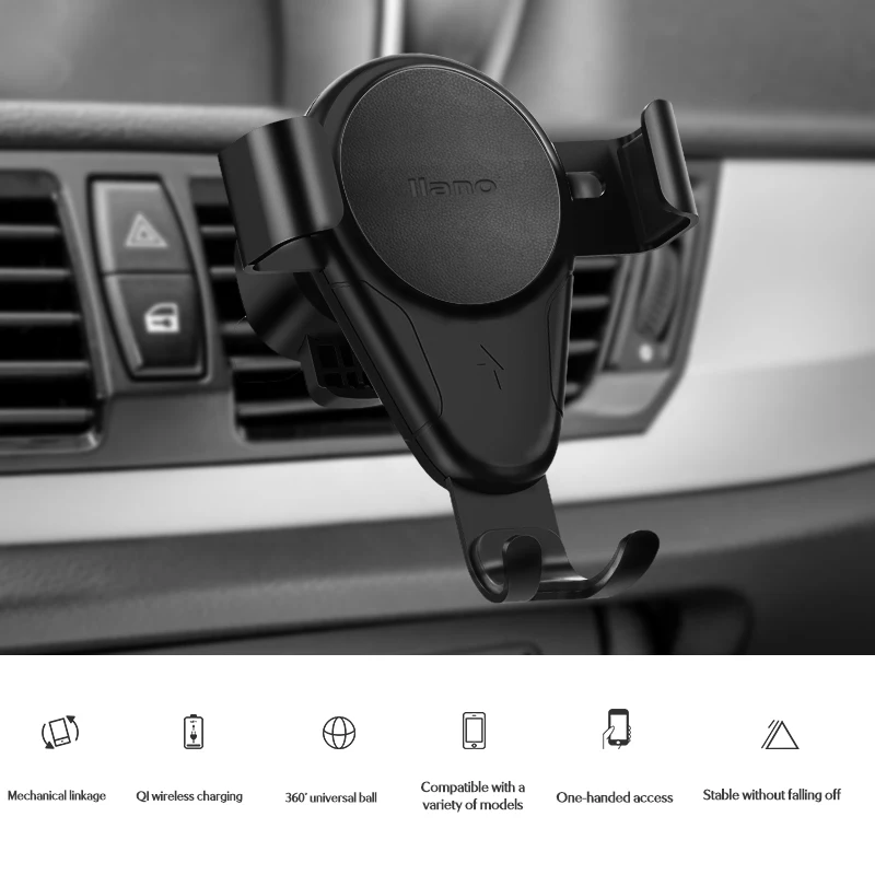 Llano автоматическое гравитационное беспроводное автомобильное зарядное