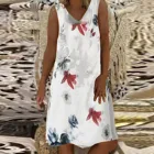 Женское летнее Цветочное платье без рукавов, элегантное платье с V-образным вырезом, женская одежда, Vestidos Mujer Verano 2021