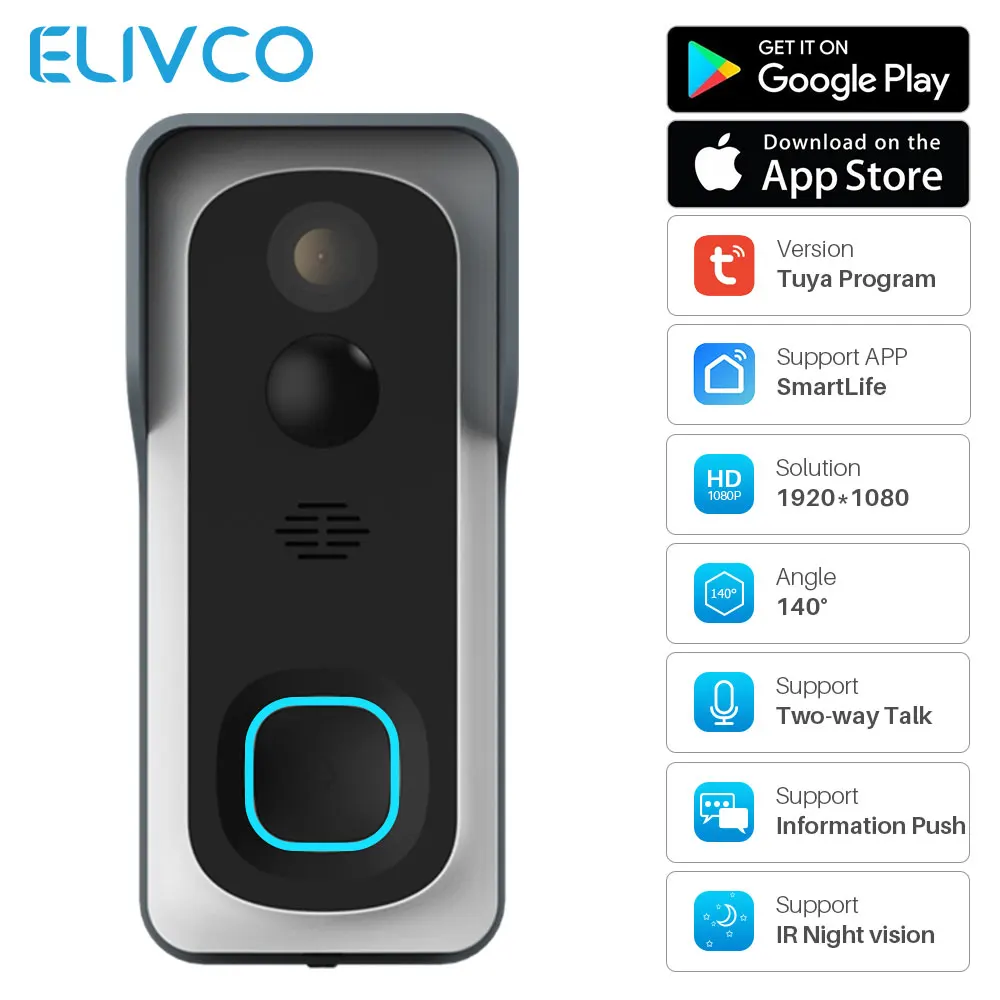 Умный видеодомофон Tuya 1080P с Wi Fi и управлением через приложение|Видеодомофон| |