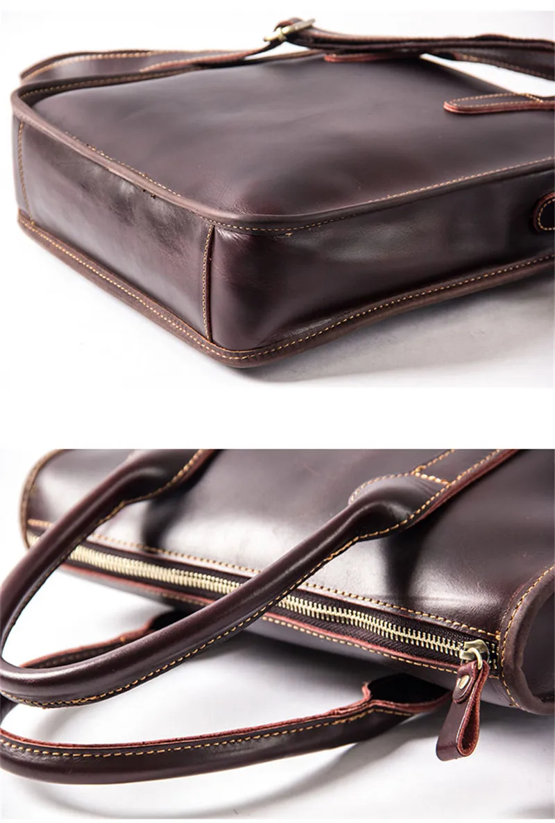 Retro fashion natural real leather business men's handbag vertical simple shoulder messenger bag ladies cowhide document bag