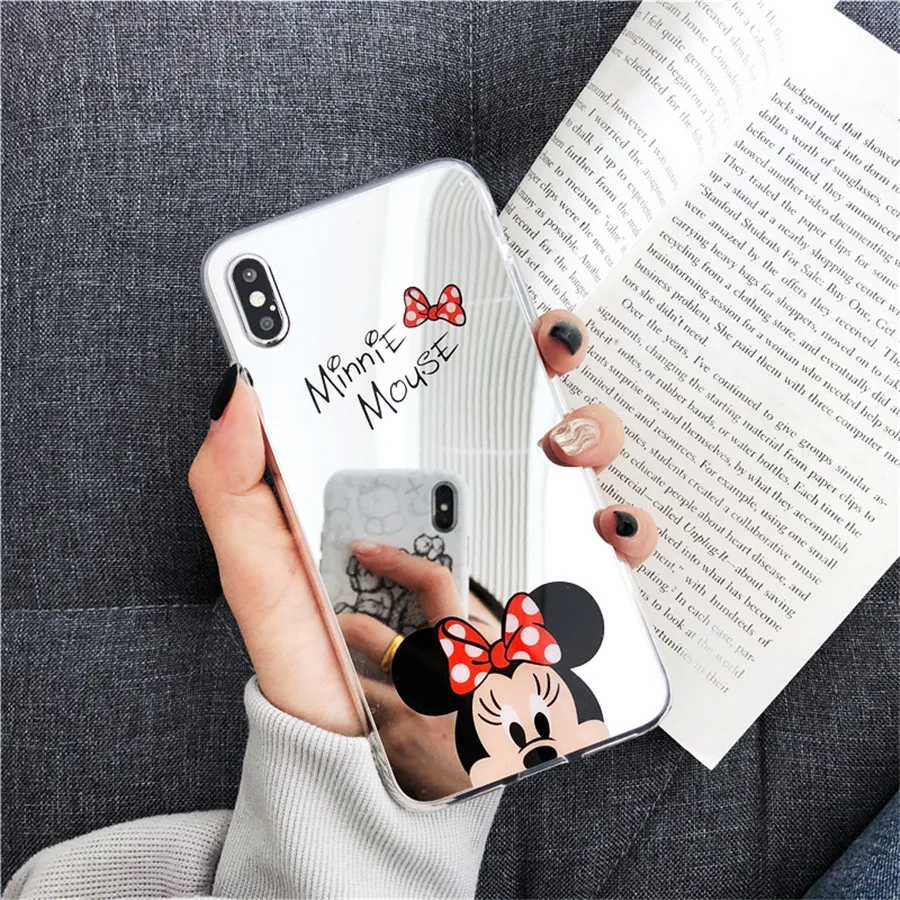 Minnie Red Зеркальные чехлы с принтом из мультфильма для samsung Galaxy S10 S9 S9Plus Minnie глянцевый чехол для samsung S8 S8Plus Note 8 9 10 Pro мягкая задняя крышка - Цвет: Minnie Red