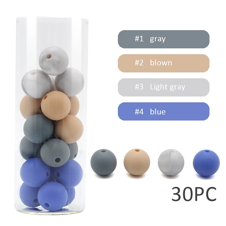 Blue-Marble 30 шт. Цвет силиконов бусов аксессуар круглой формы бусины Еда Класс бусы, сделай сам, ювелирное изделие Прорезыватели для зубов медсестра бусины 12 мм - Цвет: Blue-Marble