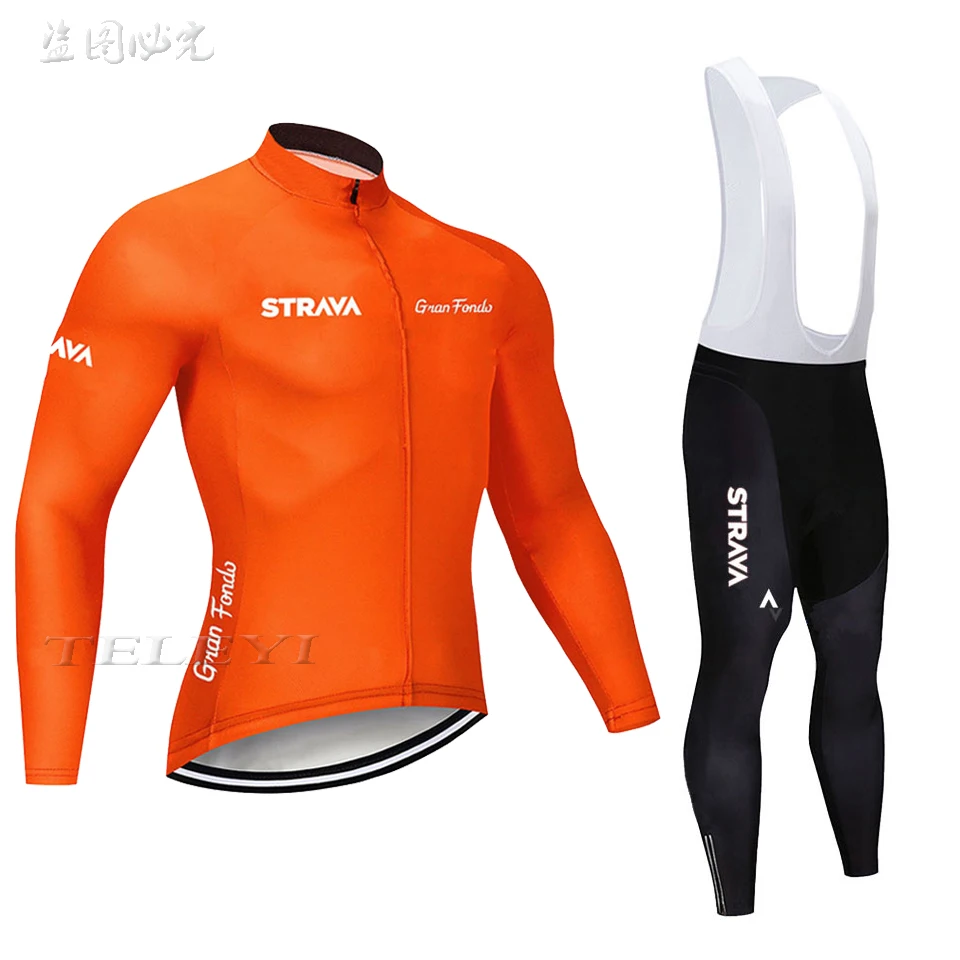 Strava велосипедные майки Ropa Maillot Ciclismo с длинным рукавом осень и зима Велоспорт Джерси одежда дышащий комбинезон комплект