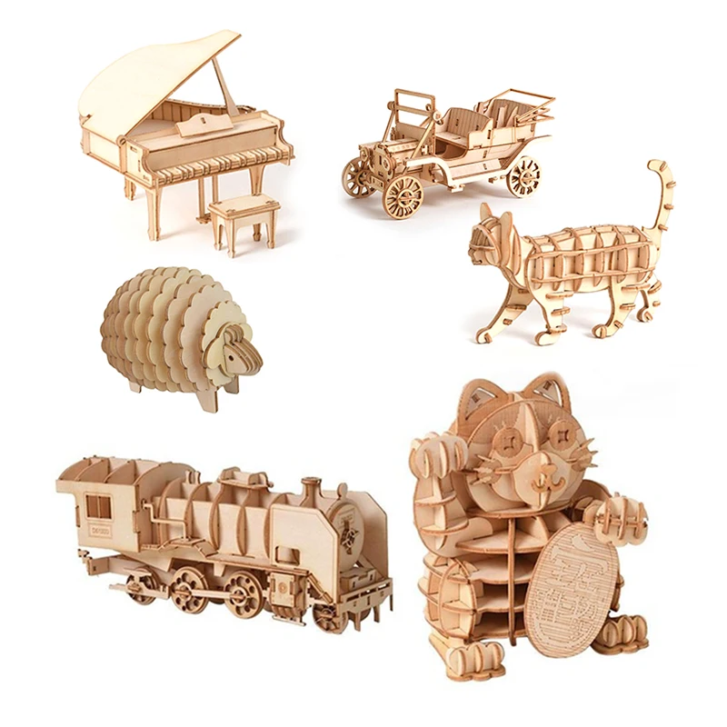 1 x 3D деревянный автомобиль пазл с животными 175*255 мм набор деревянных игрушек