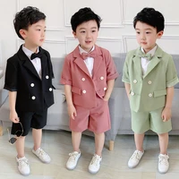 boys summer formal suit blazershorts 2pcs clothing set gentleman kids wedding dress enfant garcon mariage party wear