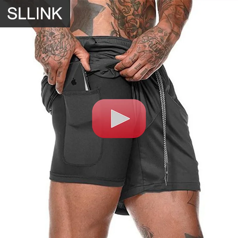 

Мужские шорты для бега, мужские спортивные шорты 2 в 1, мужские двухслойные быстросохнущие спортивные мужские шорты для бега, тренажерного з...