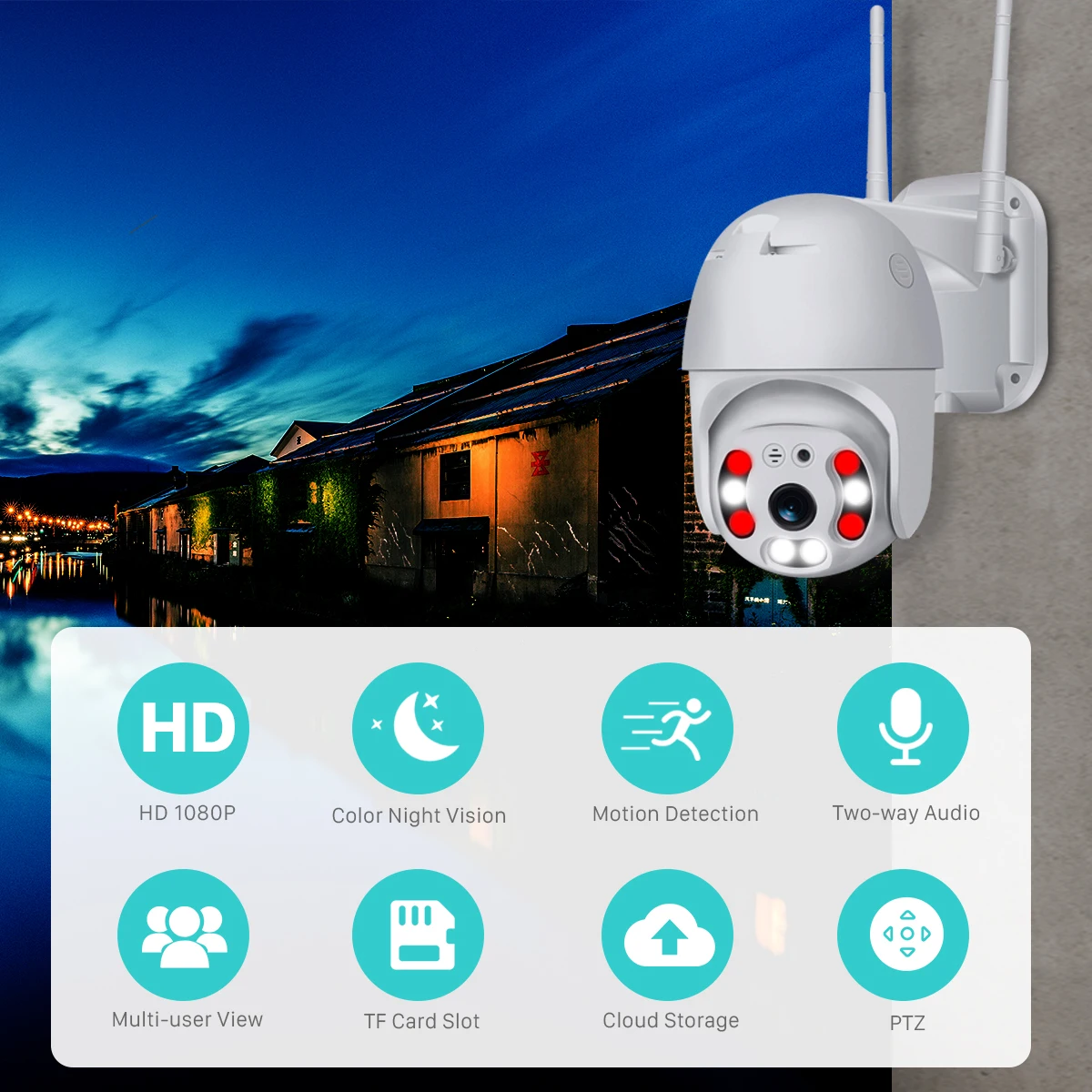 H.265 PTZ IP камера 2MP WiFi Облачное хранилище движения голосовое оповещение двойная антенна двойной ИК светильник Ai камера видеонаблюдения ipcam
