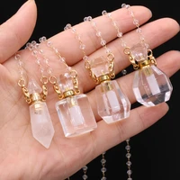 natural stone quartzs perfume bottle necklace simple link chain chokers necklace for women vial jewelry party gifts