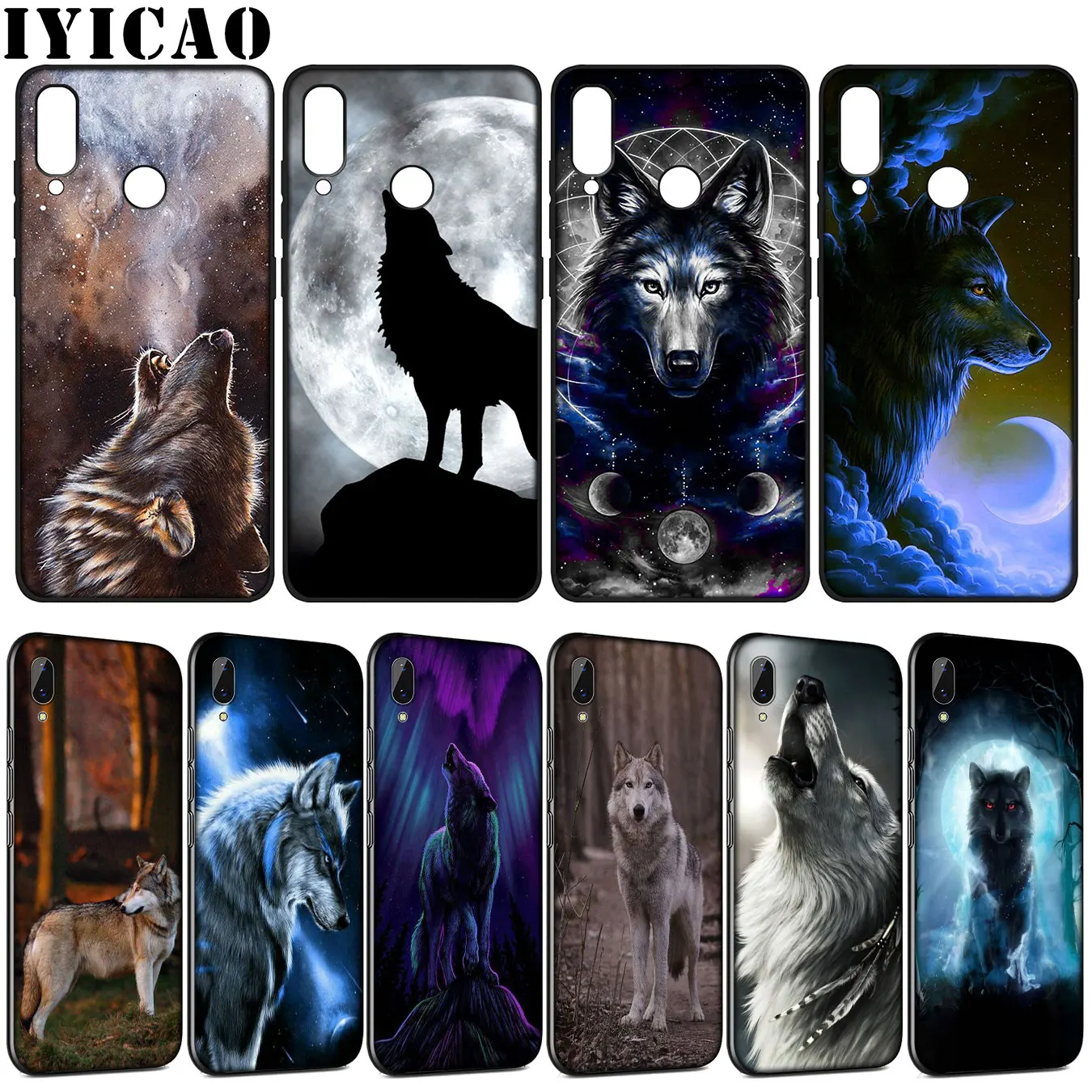 Мягкий силиконовый чехол IYICAO Wolf для Huawei Y9 Y7 Y6 Prime 2019 Honor 20 10 9 9X 8C 8X 8 Lite 7C 7X 7A