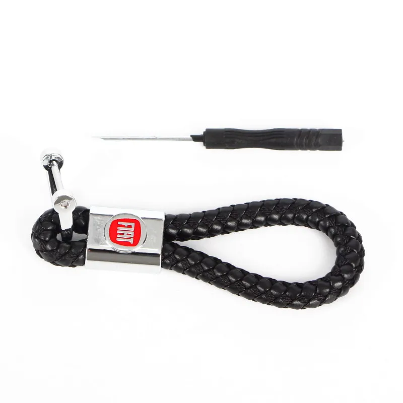 Стайлинг автомобиля 3D металлическая плетеная веревка брелок кольцо для ключей