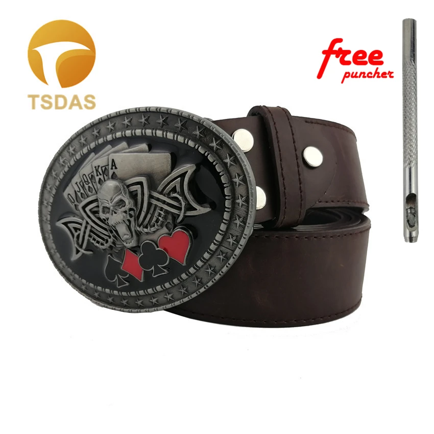 Ковбойские ковбойские и крест Череп покер металлический съемный ремень пряжка