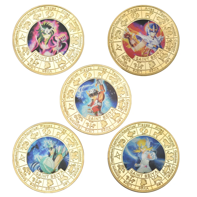 Лидер продаж монеты Saint Seiya позолоченные Коллекционные с держателем для монет