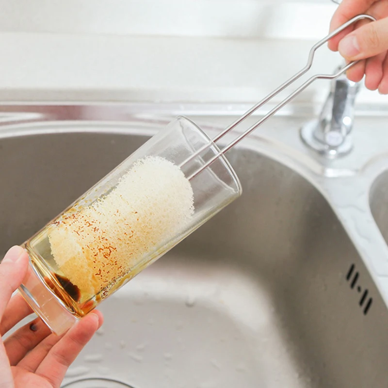 Чистящий инструмент губчатая щетка для бутылок из нержавеющей стали ручка