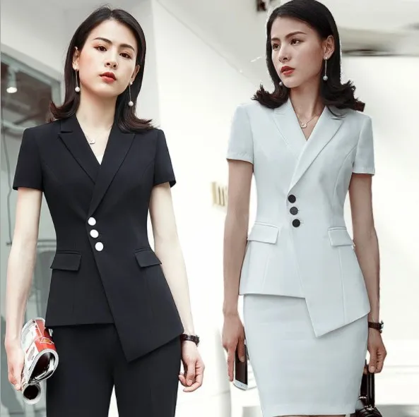 Летние женские черный белый цвет юбка штаны костюмы Формальные с коротким