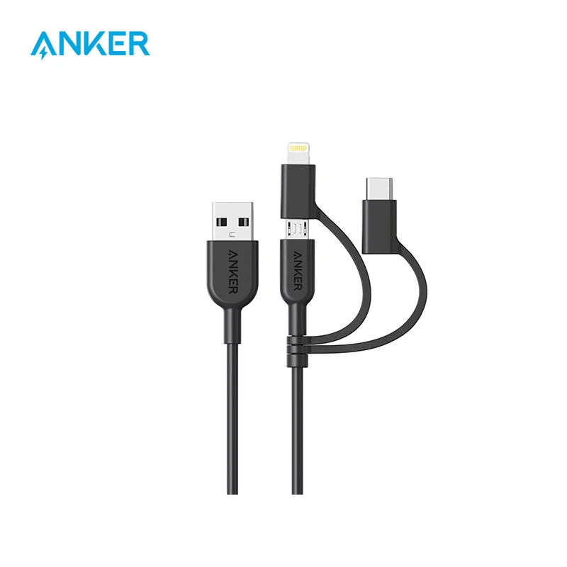 Anker Powerline II 3 в 1 usb-кабель Lightning/Type C/Micro USB-кабель для iPhone11 iPad Huawei HTC LG Samsung Galaxy xiaomi |