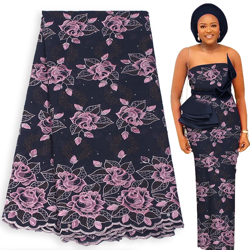 Вощеная кружевная ткань цветочный хлопок швейцарская вуаль кружева нигерийское