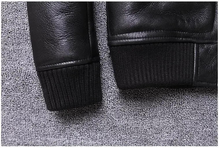 Черная мужская куртка из овчины в стиле милитари размера плюс XXXXL, приталенная зимняя плотная куртка в русском стиле