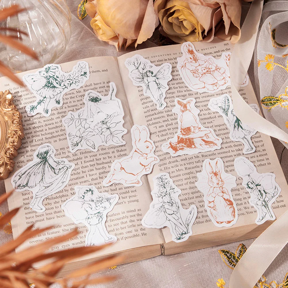 

2021 New 30Pcs Junk Journal Girls Printed Adhesive Scrapbooking Sticker Paper For Notebook Diary Diy Handaccount Sticker