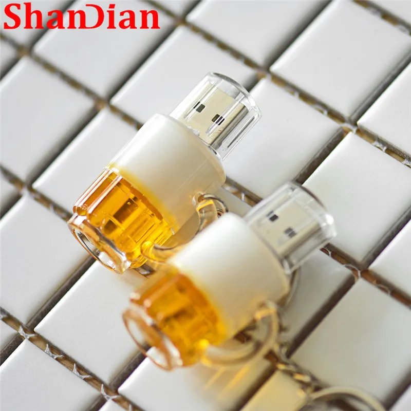SHANDIAN Beer Keyshain USB флеш накопитель 32 ГБ 16 8 4 2 0 карта памяти U Stick|USB флэш-накопители| |