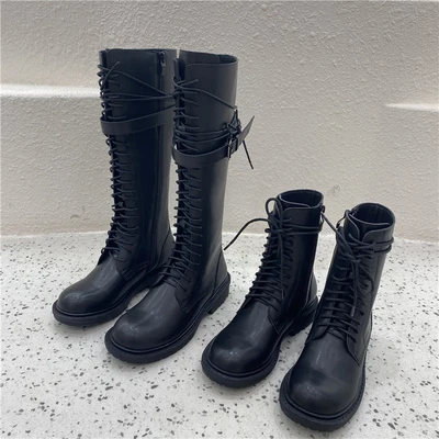 

Women's boots women's autumn 2021 new style but knee lace zipper round toe thick bottom fashion all-match knight boots