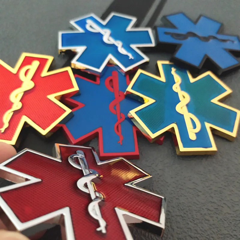 

Car Sticker Metal Badge Star Of Life Emergency Ambulance Emblem Body Decoration Motorcycle truck Accessories