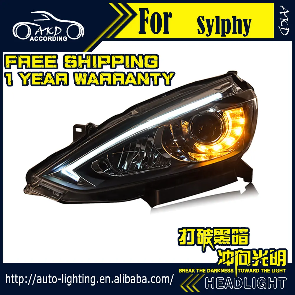 AKD автостайлинг фары для Nissan Sylphy 2016 Sentra Almera светодиодный ные D2H Hid опция ангельский