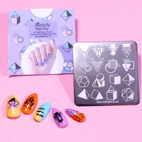 mold triangle circle beautybigbang stamping ball plates nail geometry cube stainless steel nail art stamp template 042