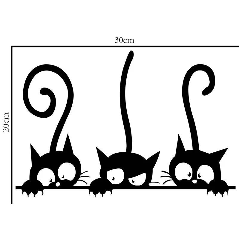 

DIY Wall Stickers Animal Room Decoration Personality Vinyl Wall Decals Lovely Three Black Cat Wall Decor