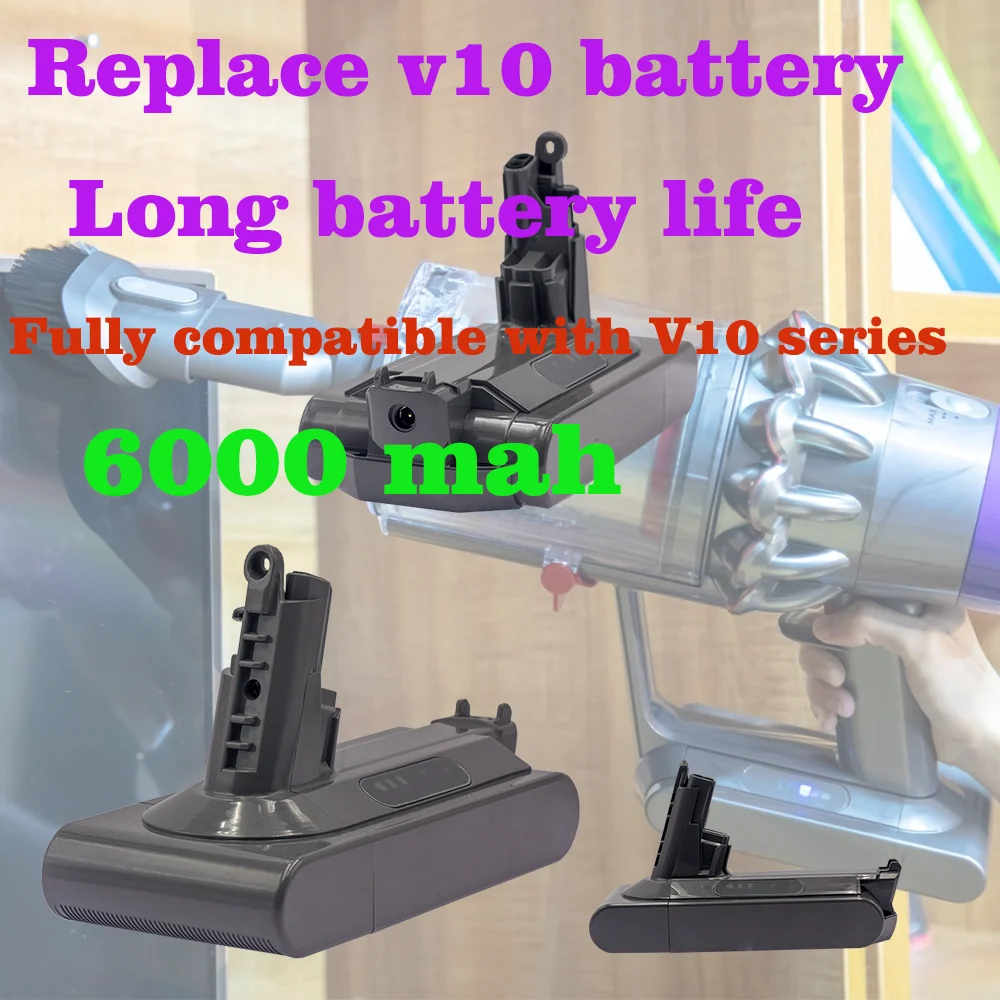 

6.0ah Applicable To Dyson V10 Fluffy Animal Absolute Vacuum Cleaner Battery Extra Motorhead SV12 SV18 206340 Power Battery