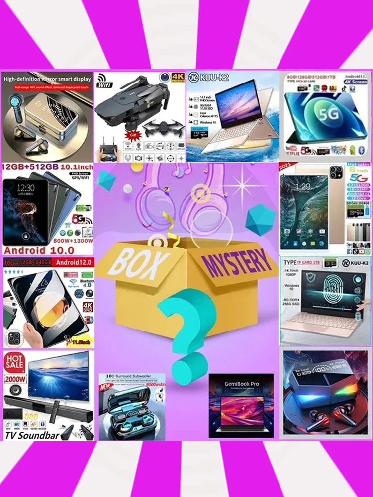 

100% Winning Mystery Box Lucky Blind Mistery Gift Computer More Electronic Products Are Waiting for You Gifts for New Year 2022
