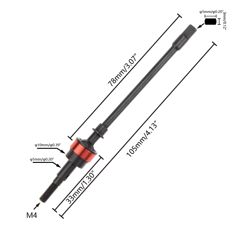 

2PCS CVD Front Drive Shaft Length 105mm For 1/10 SCX10 RC Car