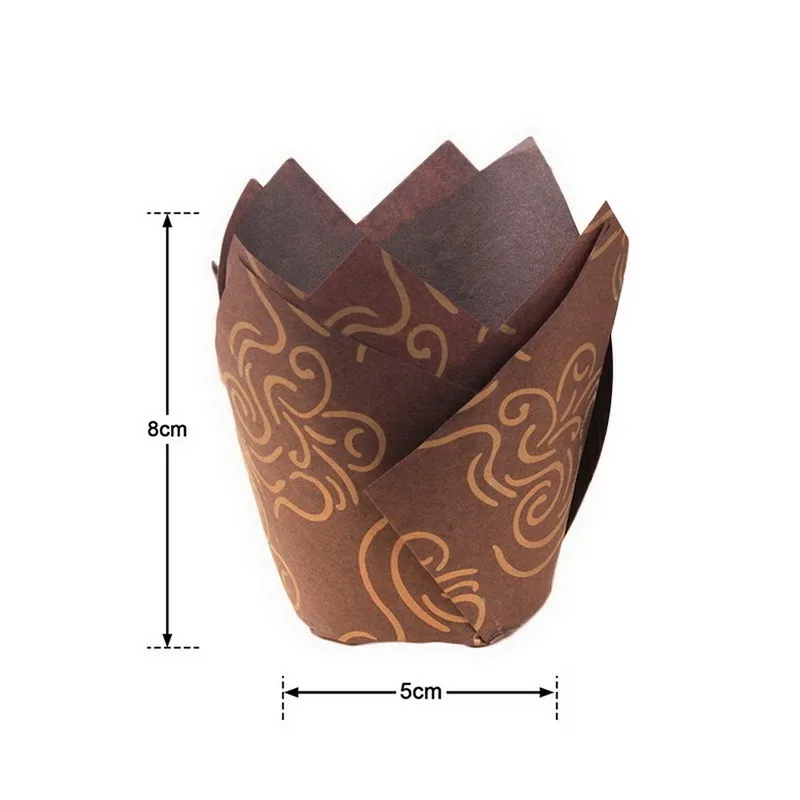 

Delidge 50 pcs/set 4 Color Cake Cups Paper Proveided Tulip Shape Cupcake Tools Party Tray Decorating DIY Kitchen Baking Tools