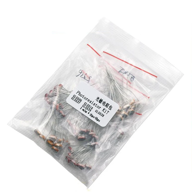 50pcs(5value*10pcs) LDR Photoresistor diy kit for GL5506 GL5516 GL5528 GL5537 GL5539 Free shippng | Электронные компоненты и