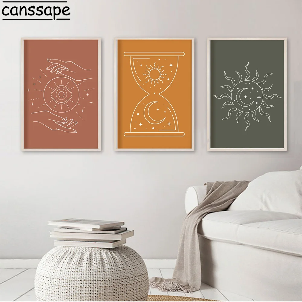 Настенные постеры в стиле бохо абстрактная линия искусство печать на холсте