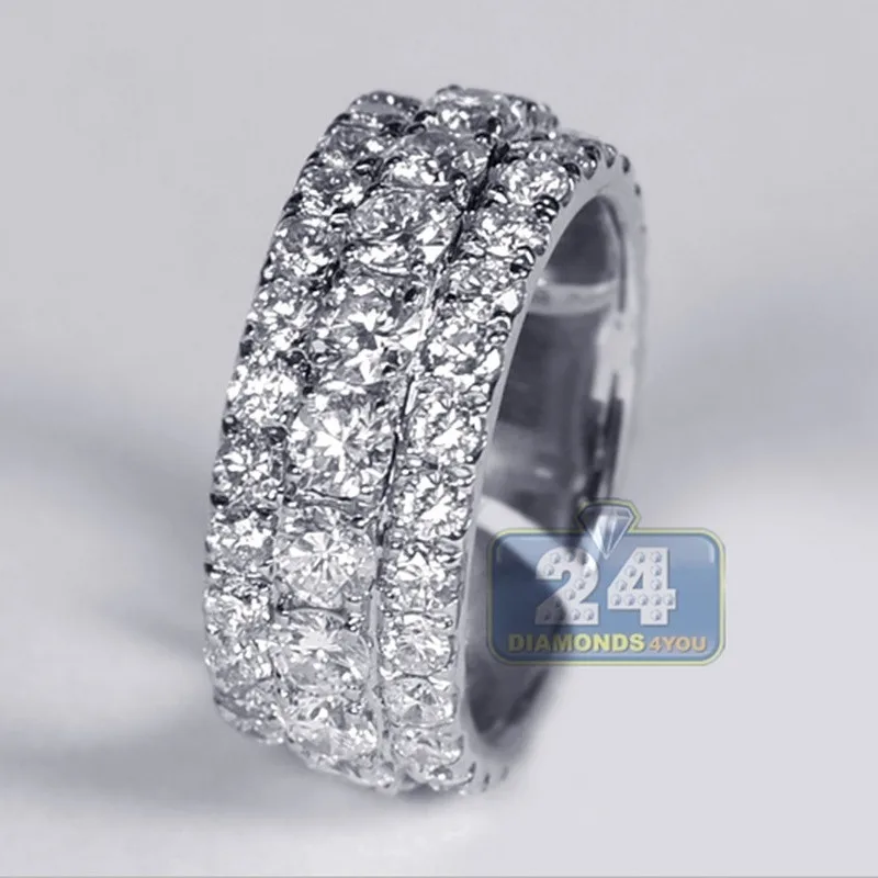 

Noble and luxurious new three-row zircon ring men and women romantic eternal jewelry banquet wedding charm jewelry gift