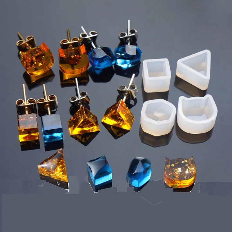 4 вида геометрические треугольные серьги в форме кошки силиконовая форма для