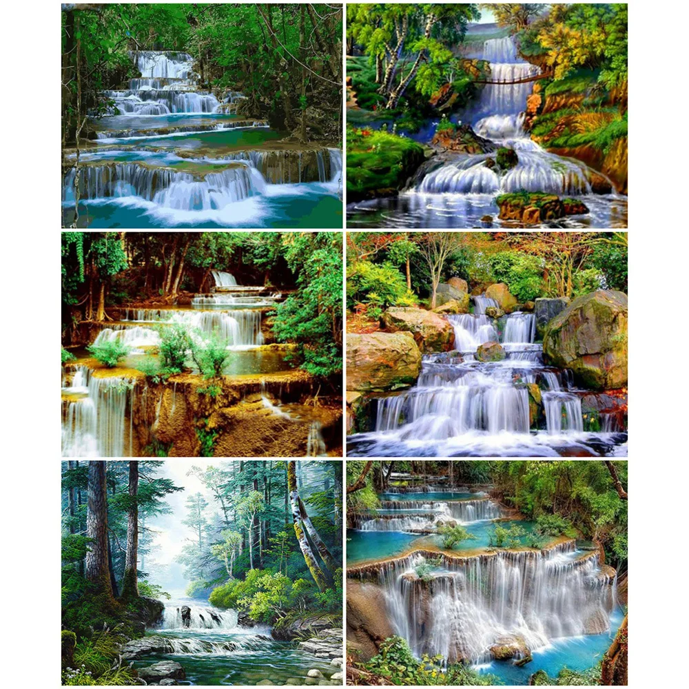 

AZQSD живопись маслом по номерам водопад акриловый современный настенный художественный Рисунок по номерам пейзаж ручной работы украшение к...