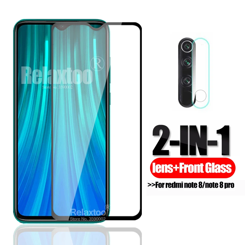 Защитное стекло 2 в 1 для redmi note 8 pro закаленное 3d xiaomi защитное покрытие xaomi red mi 8pro