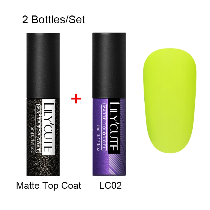 2 Bottles 2 LILYCUTE матовое верхнее покрытие Цвет УФ-гель для ногтей Полупостоянный личная гигиена лак для ногтей, маникюр Гель-краска для ногтей маникюр - Цвет: 2 Bottles 2