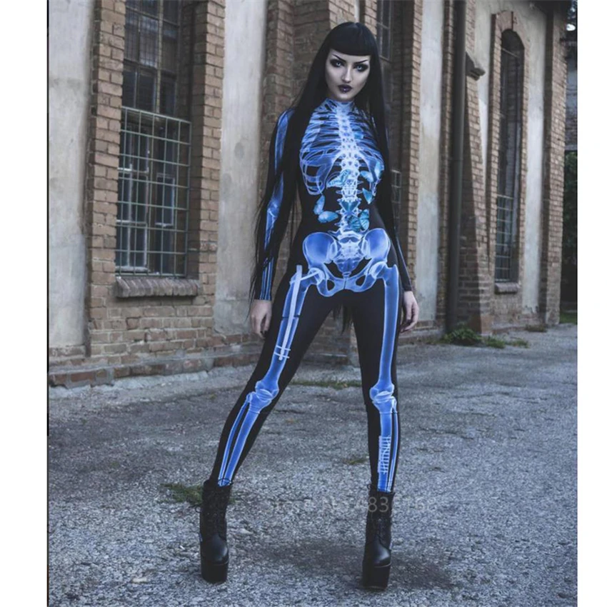Spooky необычный комбинезон скелет унисекс костюм на Хэллоуин для женщин Череп