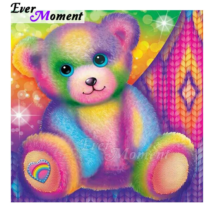 Алмазная живопись Эвер момент ручной работы красочный медведь полная выкладка