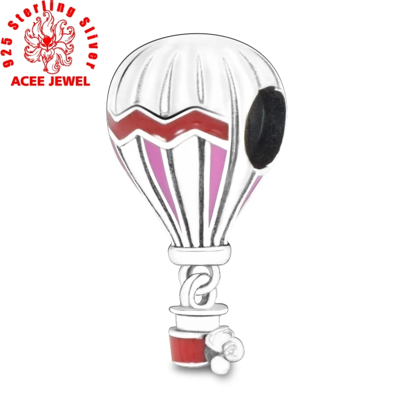 

New Arrival 100% 925 Sterling Silver Beads,Red Hot Air Balloon Charms fit Original pandora Bracelets Women DIY Jewelry