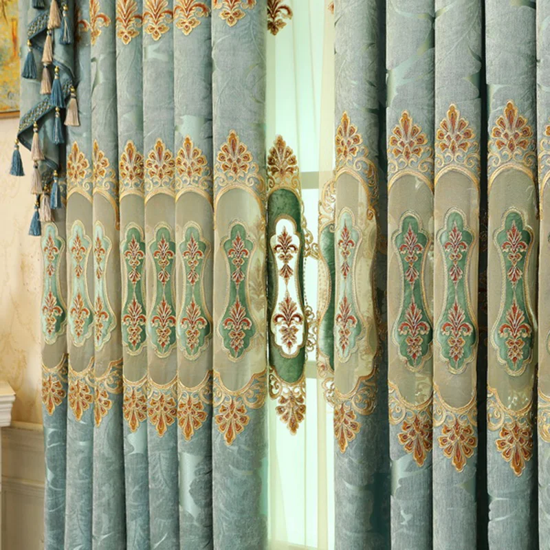 Роскошная бархатная занавеска с вышивкой черная Штора для спальни светильник