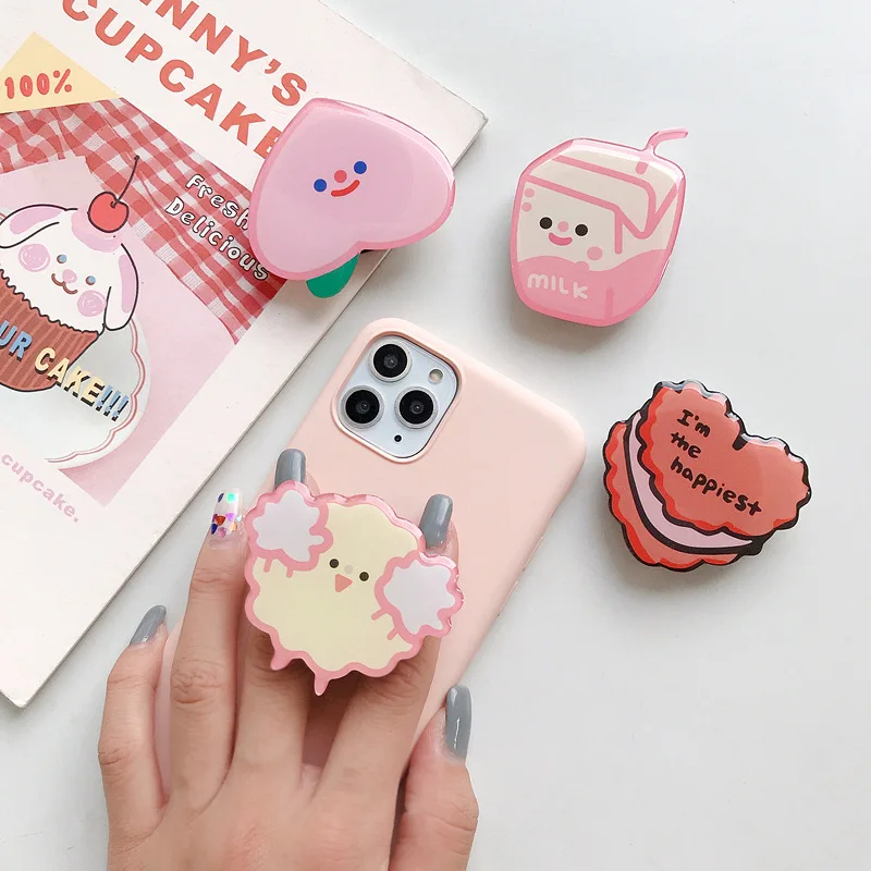 

2020 New Glue Fold Finger Grip Ring Mobile Phone Bracket Holder For Samsung Xiaomi For Huawei cute Cartoon holder stand bracket