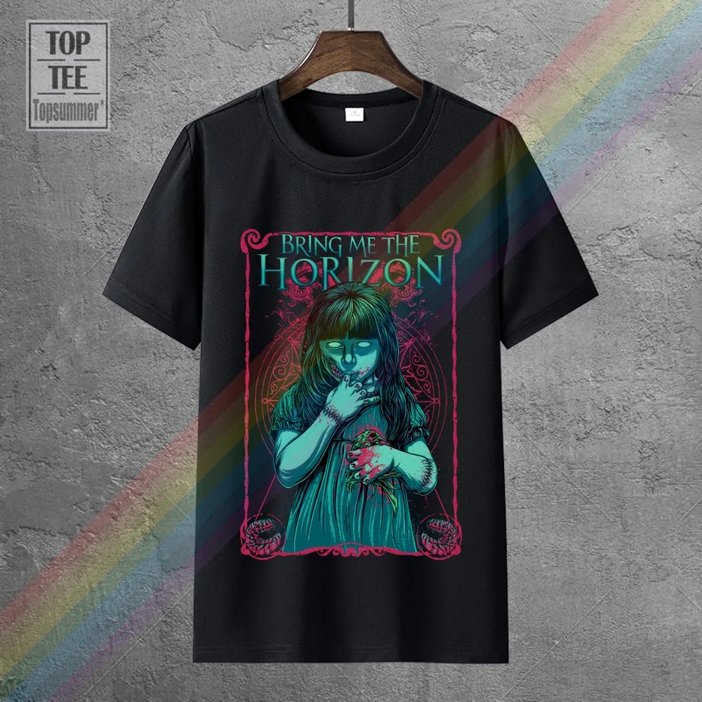 Черная футболка Bring Me The Horizon летнее черное платье с длинным металлическим рукавом