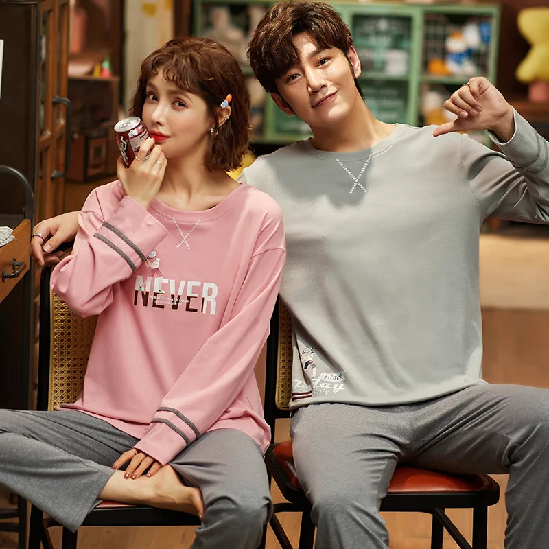 Wontive мужской Пижамный костюм Осенняя Пижама для пары пижама с длинным рукавом