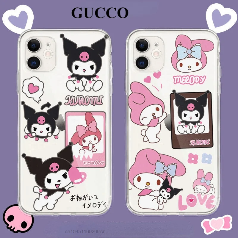 

Sanrio Kpop Kuromi My Melody iPhone Case Aesthetic for iphone 12 13 11 pro max x xs xr se 7 8 plus case protective cover female